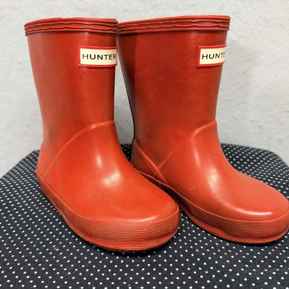 Hunter Kids Red Rain Boots Size 9 Waterproof Rubber Pull On Boots
